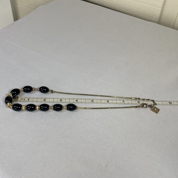 Vintage AK black bead rhinestone necklace - Picture 5 of 6